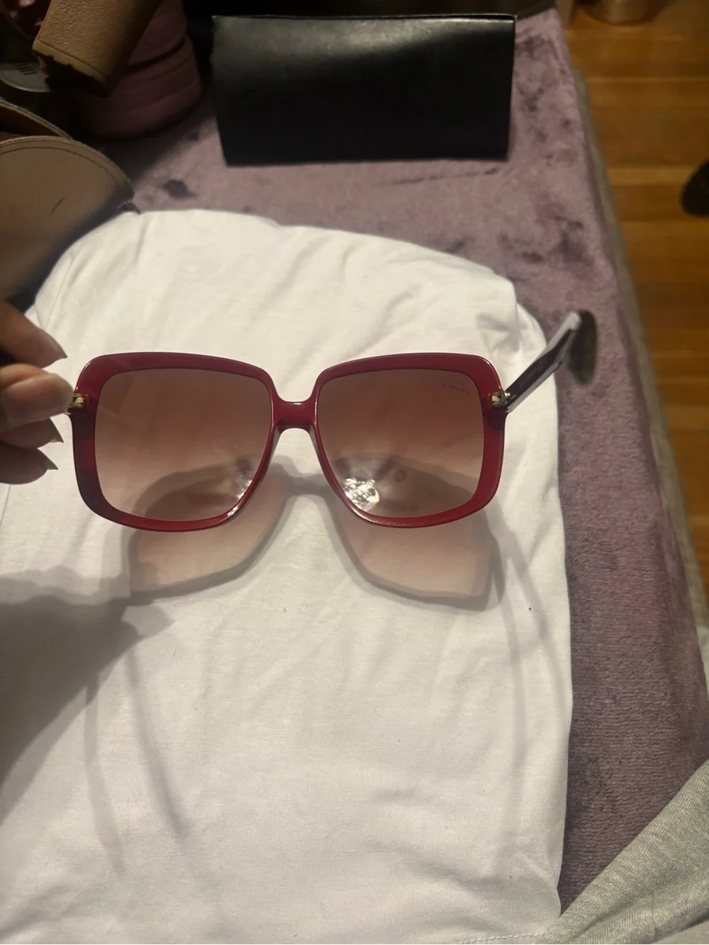 Gucci Red Oversized Square Sunglasses with Brown Gradient Lenses